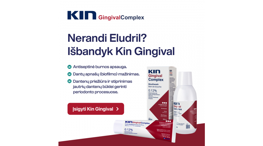 Stipresnės dantenos su KIN Gingival skalavimo skysčiu