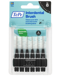 Juodi tarpdančių šepetėliai TePe 1.5 mm, 6 vnt