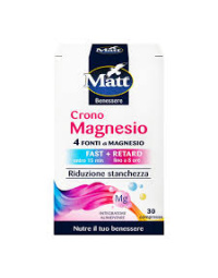 MATT Crono Magnesio, 4 magnio druskos su vitaminais B2, B6, D, 30 tab.