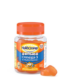 HALIBORANGE želejkonfektes OMEGA-3 ar apelsīnu garšu, 3–12 g., 30 želejkonfektes