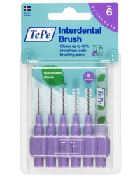 Violetiniai tarpdančių šepetėliai TePe 1.1mm, ISO 6, 6 vnt