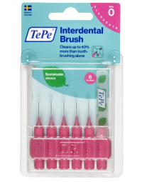 Rožiniai tarpdančių šepetėliai TePe 0.4mm, 6 vnt