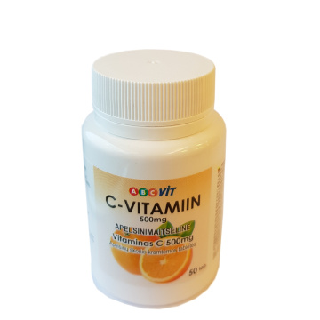 Vitaminas C 500mg tab. N50 (ABC Vit), apelsinų skonio