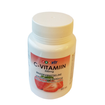 Vitaminas C 500mg tab. N50 (ABC Vit), braškių skonio