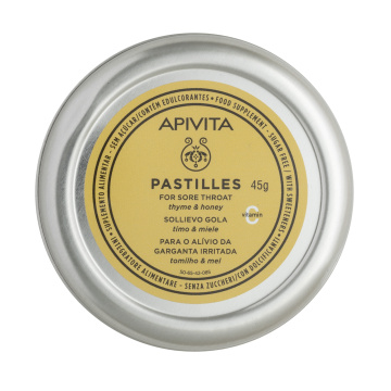 APIVITA pastilės su medumi ir čiobreliais, 45g