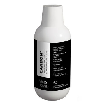 WOOM balinamasis burnos skalavimo skystis su aktyvuota anglimi CARBON +, 500 ml
