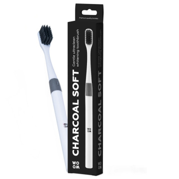 WOOM minkštas dantų šepetėlis su aktyvuota anglimi CHARCOAL SOFT, 1 vnt.