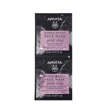 APIVITA EXPRESS BEAUTY kaukė veido, su rausvuoju moliu, švelniai valanti 2 x 8ml