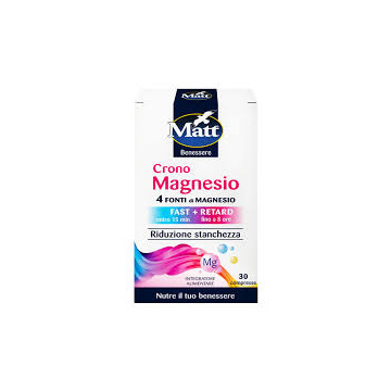 MATT Crono Magnesio, 4 magnio druskos su vitaminais B2, B6, D, 30 tab.