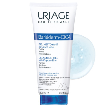 URIAGE, BARIEDERM CICA gelinis prausiklis su Cu-Zn, 200ml