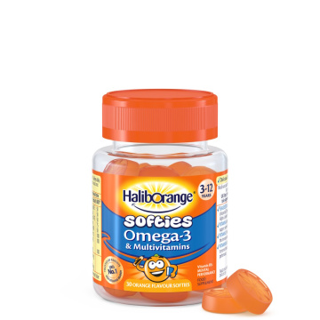 HALIBORANGE guminukai OMEGA-3 apelsinų skonio, 3–12 m., 30 guminukų