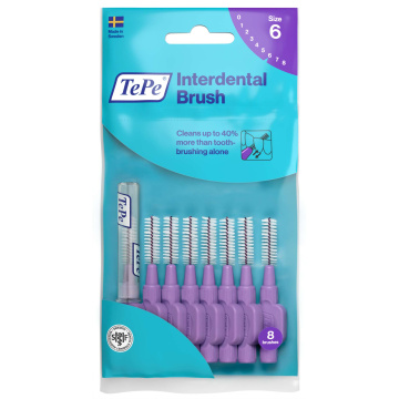 TePe, Violetiniai tarpdančių šepetėliai, 1.1mm, ISO 6, 8 vnt