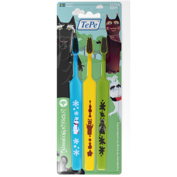 Зубные щётки TePe Kids Cheerful Shadows, очень мягкие, для детей от 3 лет, 3 шт., блистер