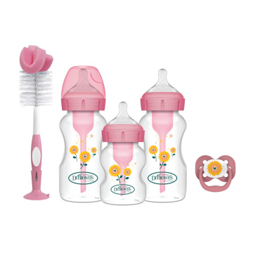 DR.BROWN'S rinkinys naujagimiams plataus kaklelio, plastikinių buteliukų Options+, rožinis