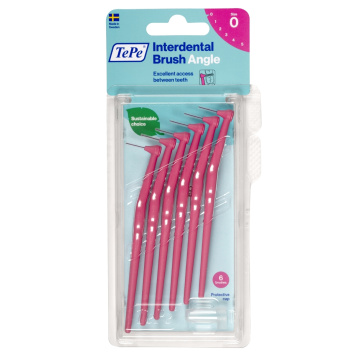 Rožiniai tarpdančių šepetėliai TePe Angle 0.4mm, 6 vnt
