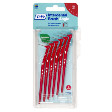 Raudoni tarpdančių šepetėliai TePe Angle 0.5 mm, 6 vnt.