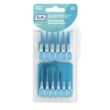 Dantų krapštukai TePe EasyPick M/L su dėkliuku, 36 vnt