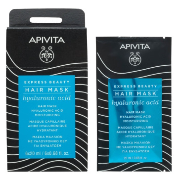APIVITA, EXPRESS BEAUTY kaukė plaukų, su hialuronu, drėkinamoji 20ml