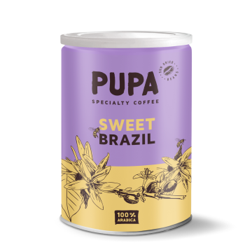 KAVA PUPA Sweet Brasil, keskikarkea jauhettu kahvi, peltipurkissa, 250 g