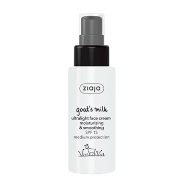 ZIAJA, ožkų pieno itin lengvas drėkinantis ir glotninantis veido kremas SPF15, 50 ml