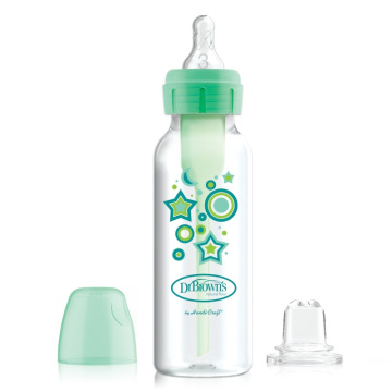 DR.BROWN'S plastikinis buteliukas pereinamasis OPTIONS+ siauru kakleliu, žalias 250ml + silikoninis snapelis