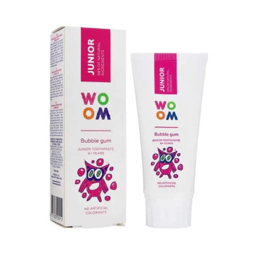 WOOM Junior natūrali dantų pasta vaikams nuo 6 m. Bubble Gum, 50 ml