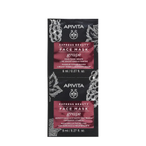 APIVITA EXPRESS BEAUTY kaukė veido, su vynuogėmis, stangrinamoji 2 x 8ml