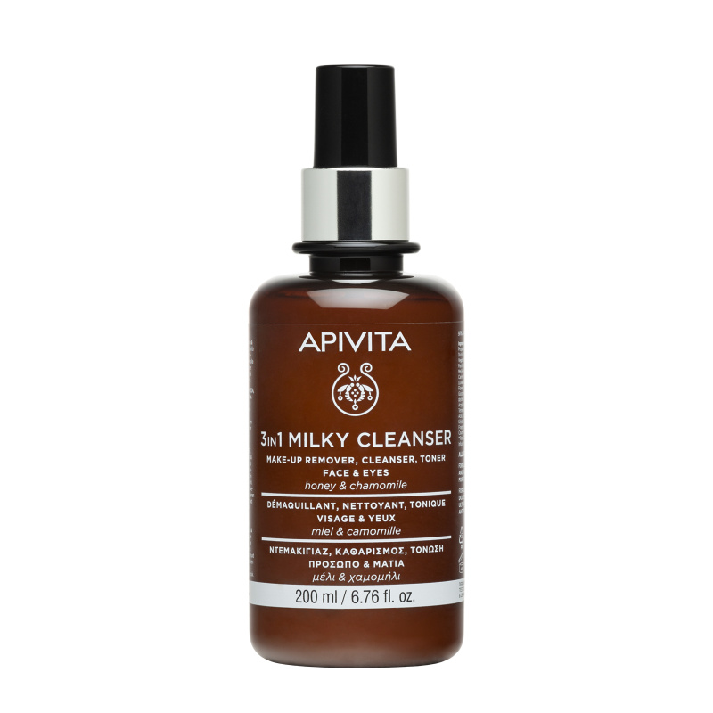 APIVITA, 3 in 1 mleczko oczyszczające do twarzy i okolic oczu, 200ml