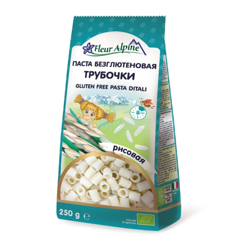 FLEUR ALPINE Makaron z mąki ryżowej, bezglutenowy, Ditali, 250 g