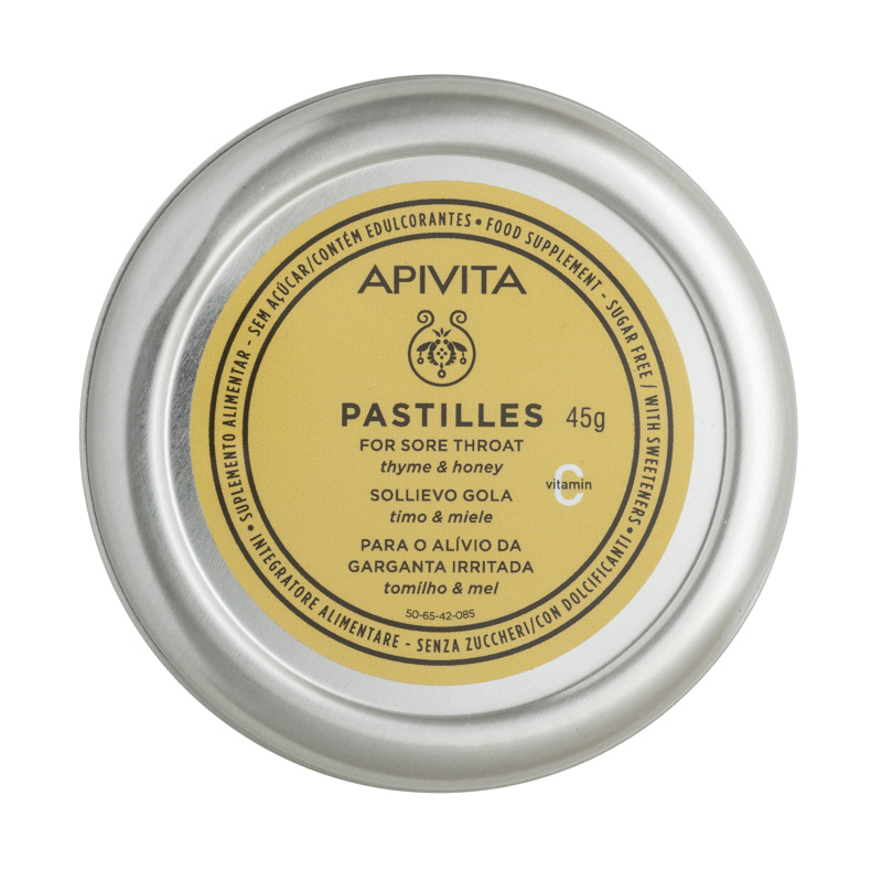 APIVITA pastilės su medumi ir čiobreliais, 45g