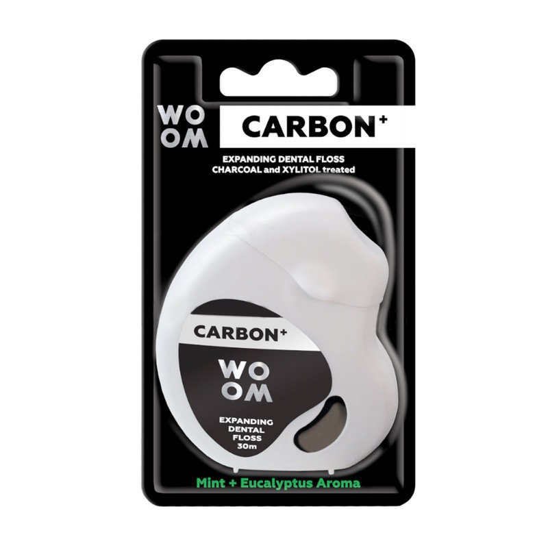WOOM rozszerzająca się nić międzyzębowa z węglem aktywnym CARBON+, 30 m
