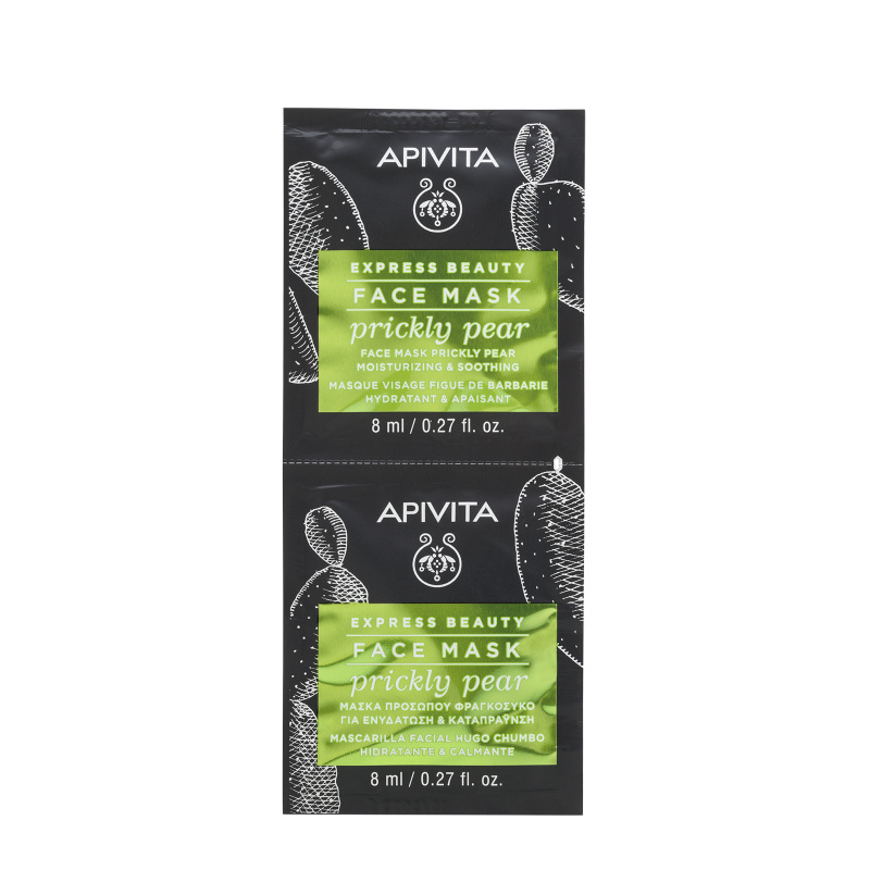 APIVITA EXPRESS BEAUTY veido kaukė su kaktusais, drėkinamoji 2 x 8ml