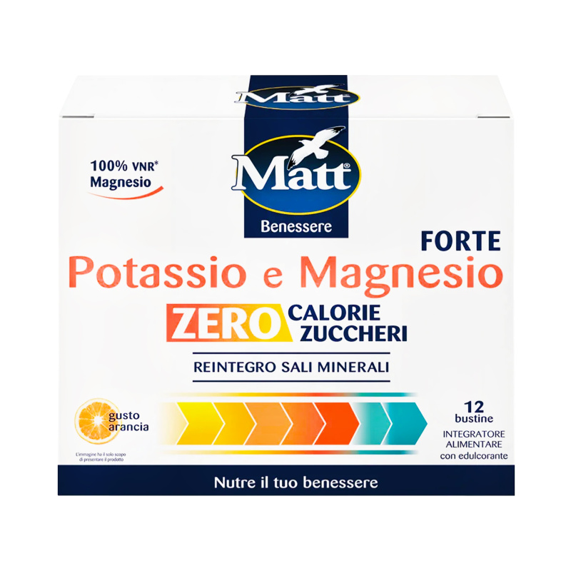 MATT Potassio e Magnesio Forte ZERO, magnis ir kalis, 12 pak.
