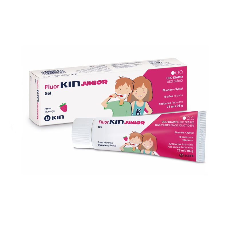 KIN Dantų gelis FLUORKIN JUNIOR, braškių skonio, 75ml