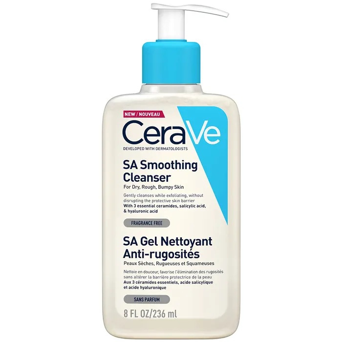 CeraVe SA Smoothing Cleanser gelinis prausiklis sausai, šerpetojančiai odai, 236 ml