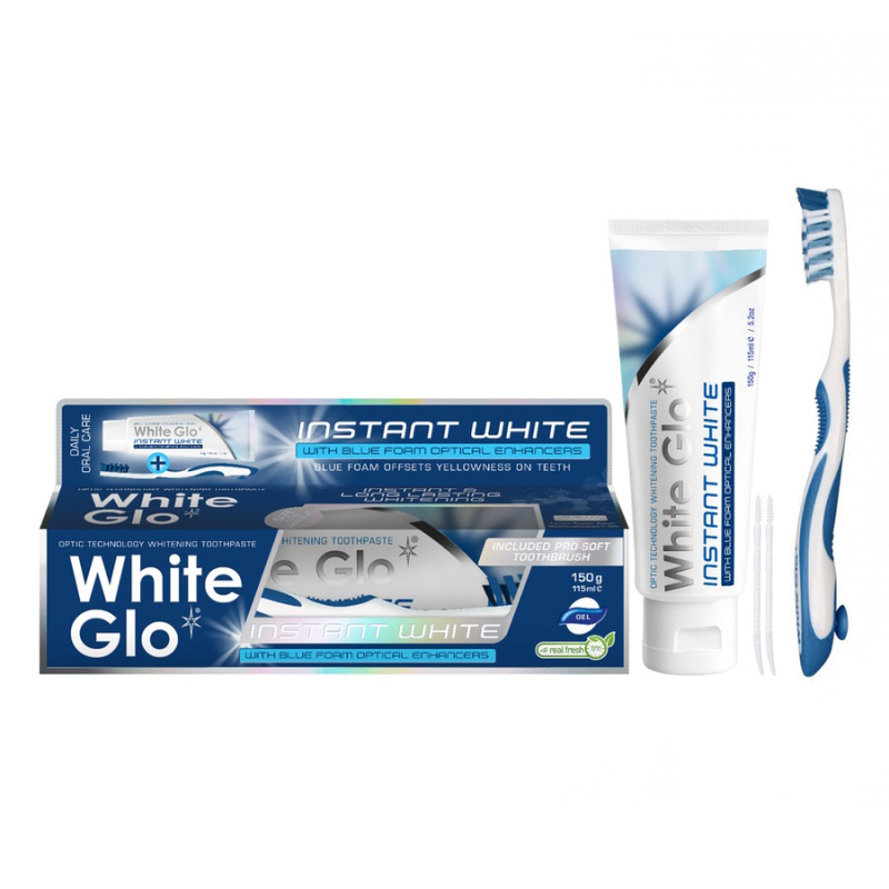 WHITE GLO wybielająca pasta do zębów z niebieską pianką INSTANT WHITE, 150 g