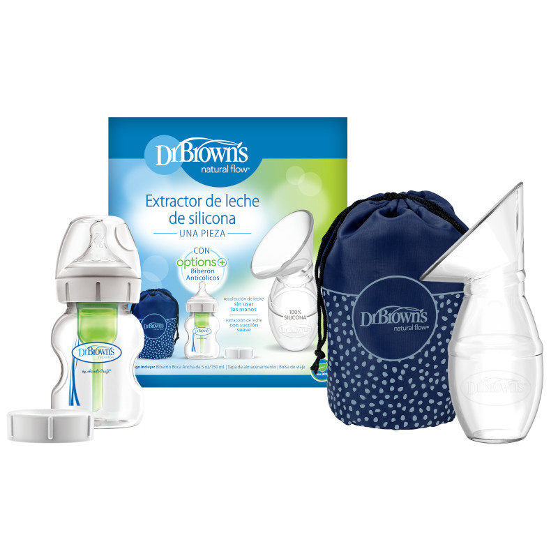 DR.BROWN'S pieno surinktuvas-pientraukis su Options+ plataus kaklelio plastikinis buteliuku