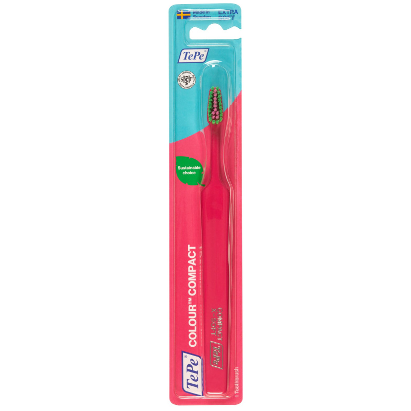 TePe Colour Compact dantų šepetėlis, rožinis, l.minkštas, blisteris