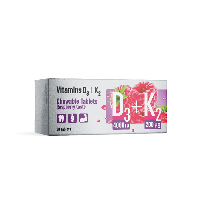 Witaminy D3 + K2, tabletki do żucia, N30