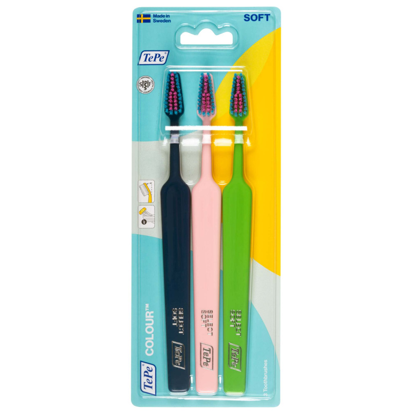 TePe Colour hambaharjad, pehmed, 3 tk, blisterpakendis