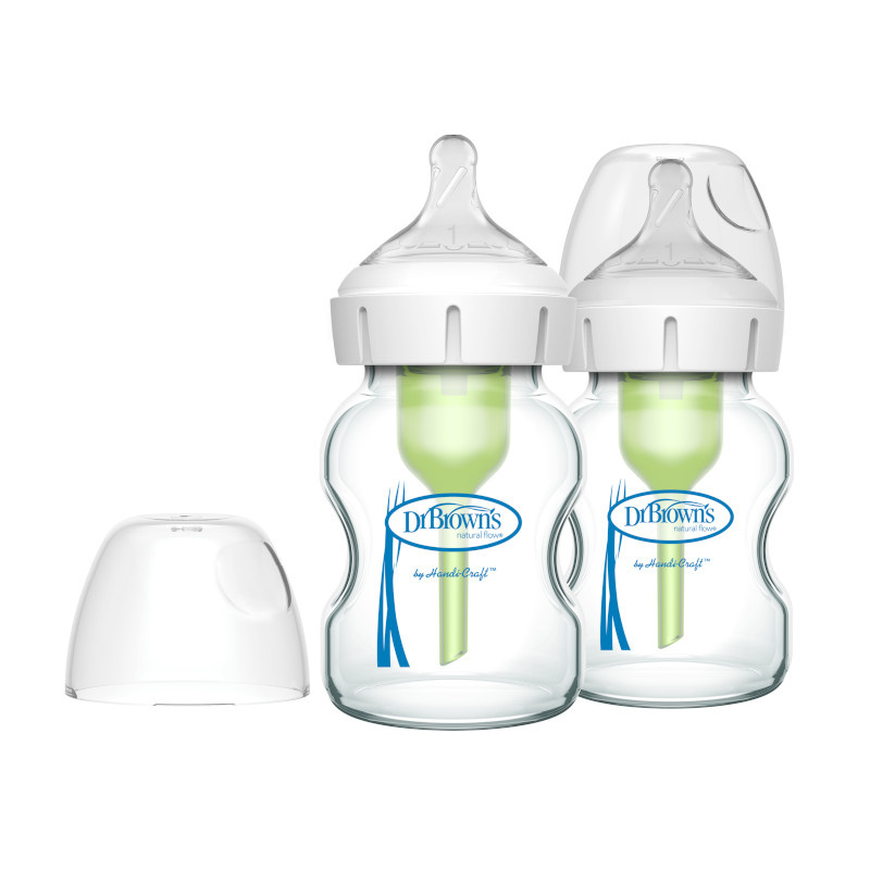 DR.BROWN'S stikla pudelītes OPTIONS+ ar platu kakliņu, 150 ml, 2 gab.