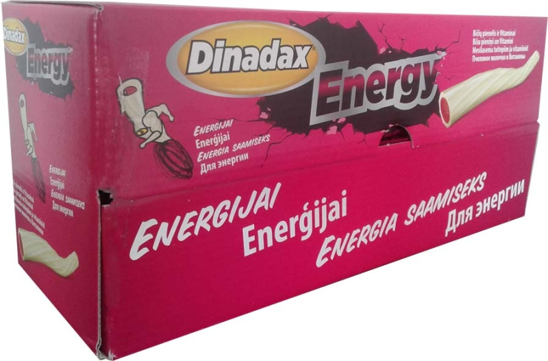 Dinadax Energy braškių skonio kramtomos lazdelės su cukrais, N50