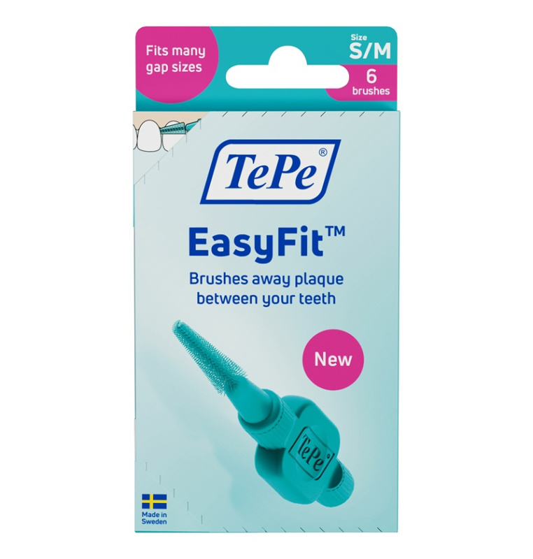 TePe, tarpdančių šepetėliai EasyFit S/M, 6 vnt., dėžutė
