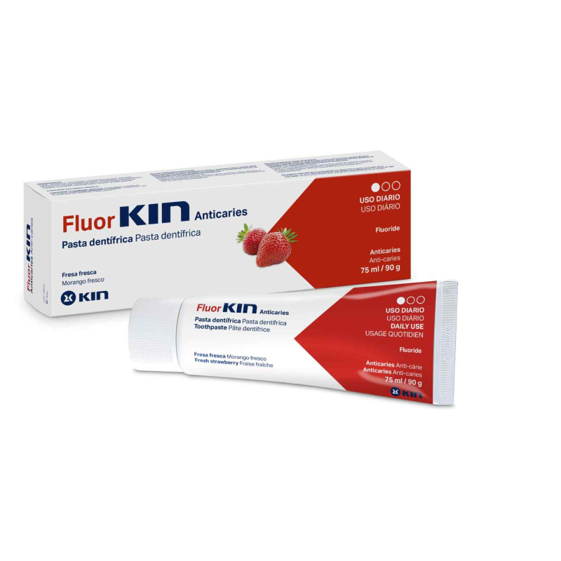 KIN Dantų pasta FLUORKIN ANTICARIES, braškių skonio, 75ml