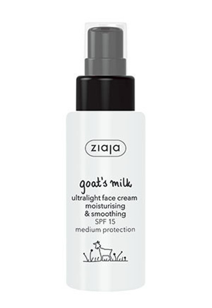 ZIAJA, ožkų pieno itin lengvas drėkinantis ir glotninantis veido kremas SPF15, 50 ml
