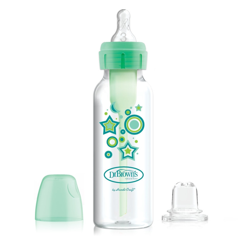 DR.BROWN'S OPTIONS+ butelka z wąską szyjką, zielona 250ml + silikonowa wylewka