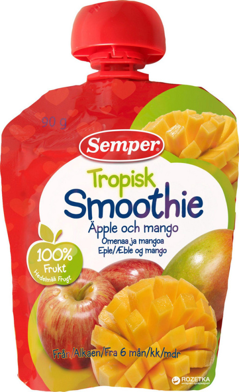 SEMPER SMOOTHIE RTE tropinių vaisių, nuo 6 mėn., 90g