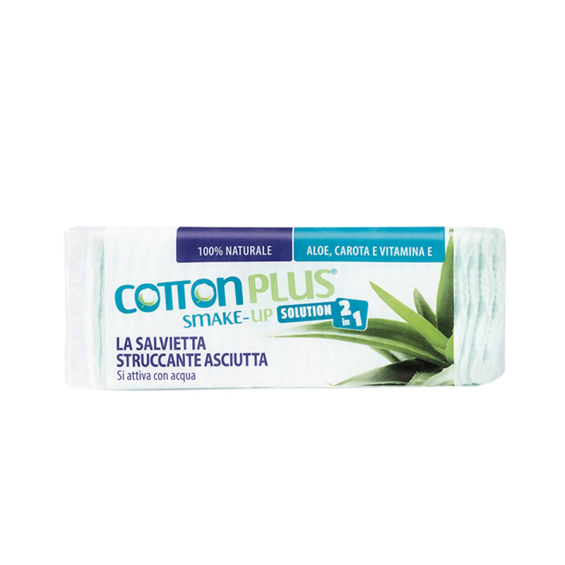 COTTON PLUS 2 IN 1 suche płatki kosmetyczne do demakijażu z mleczkiem ALOE VERA, 60 szt.