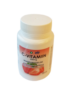 Vitaminas C 500mg tab. N50 (ABC Vit), bra&scaron;kių skonio