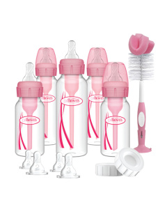 DR.BROWN'S rinkinys naujagimiams siauro kaklelio, plastikinių buteliukų Options+, rožinis